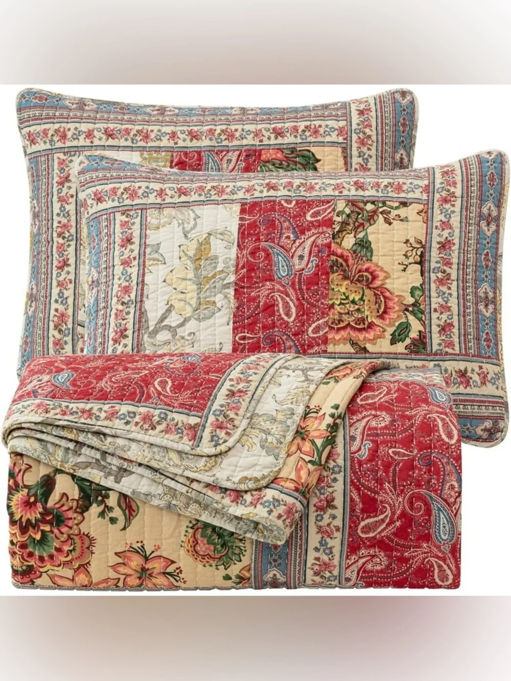 Patchwork Floral Queen 3 piece Quilted 100% cotton reversible